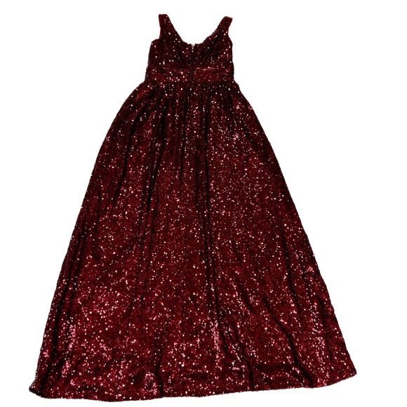 NWT Claret Red sequined long dress, sz 10 (girl) - Picture 5 of 8